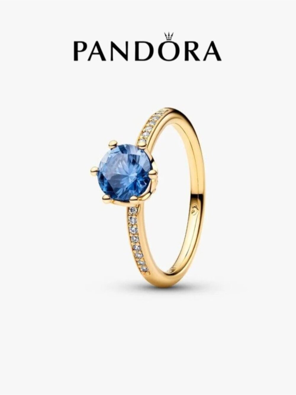 Pandora Blue Sparkling Crown Solitaire Ring